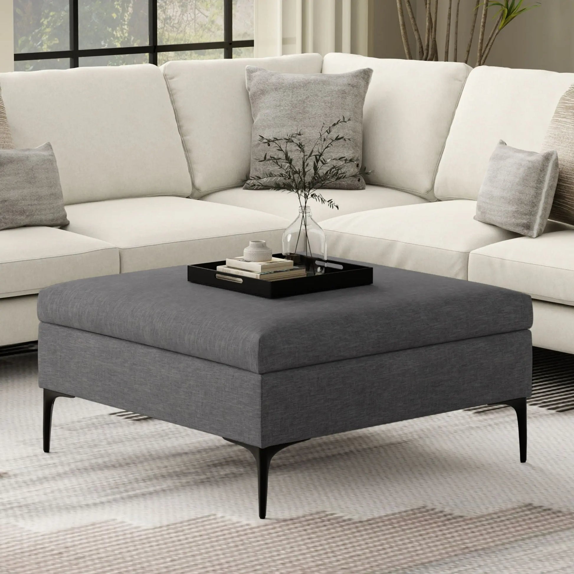 Rebecca - Multifunctional Coffee Table Storage Ottoman With Lift Up Lid Simpli-Home