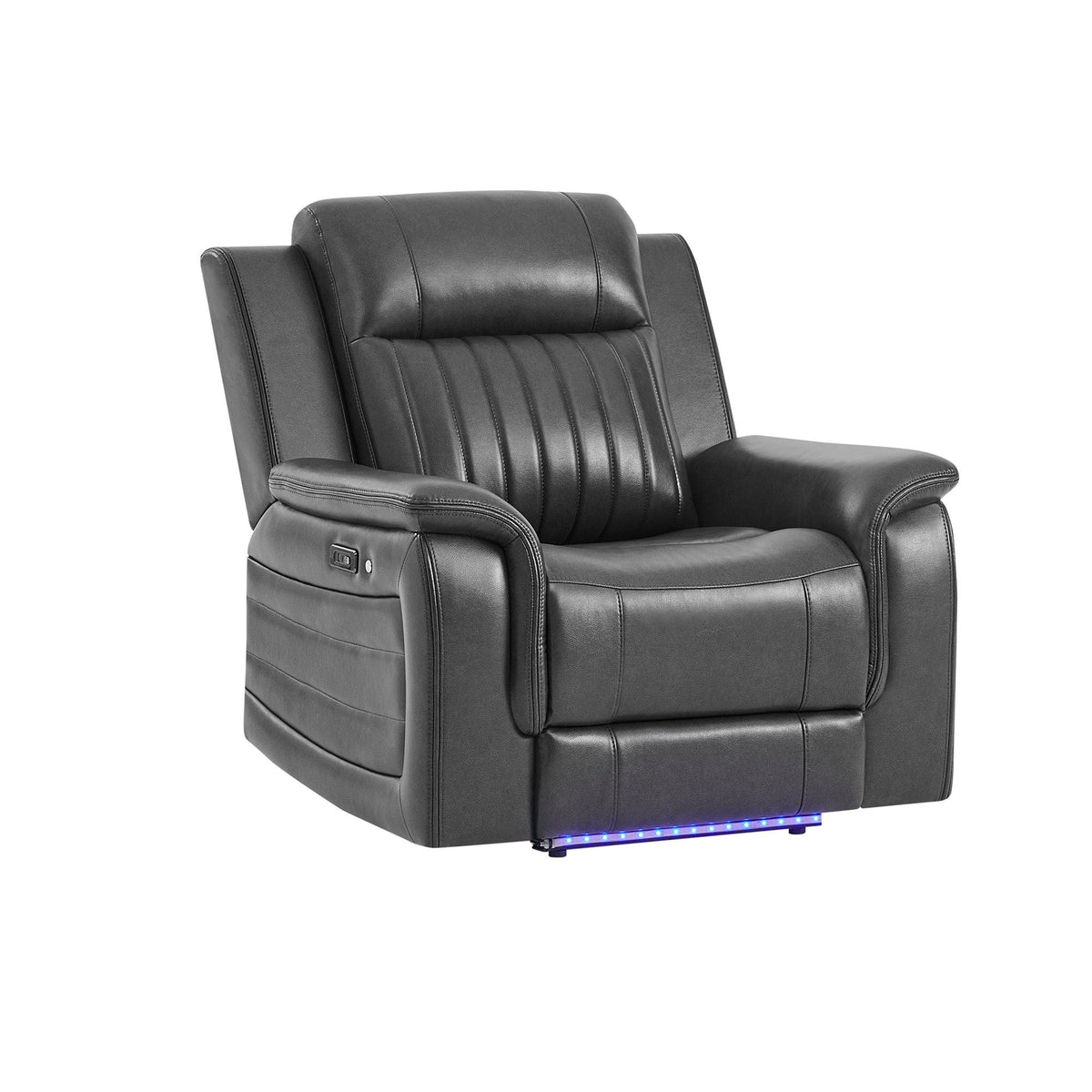 Ian - Power Recliner With Welt And LED Lighting - Charcoal Global Furniture USA