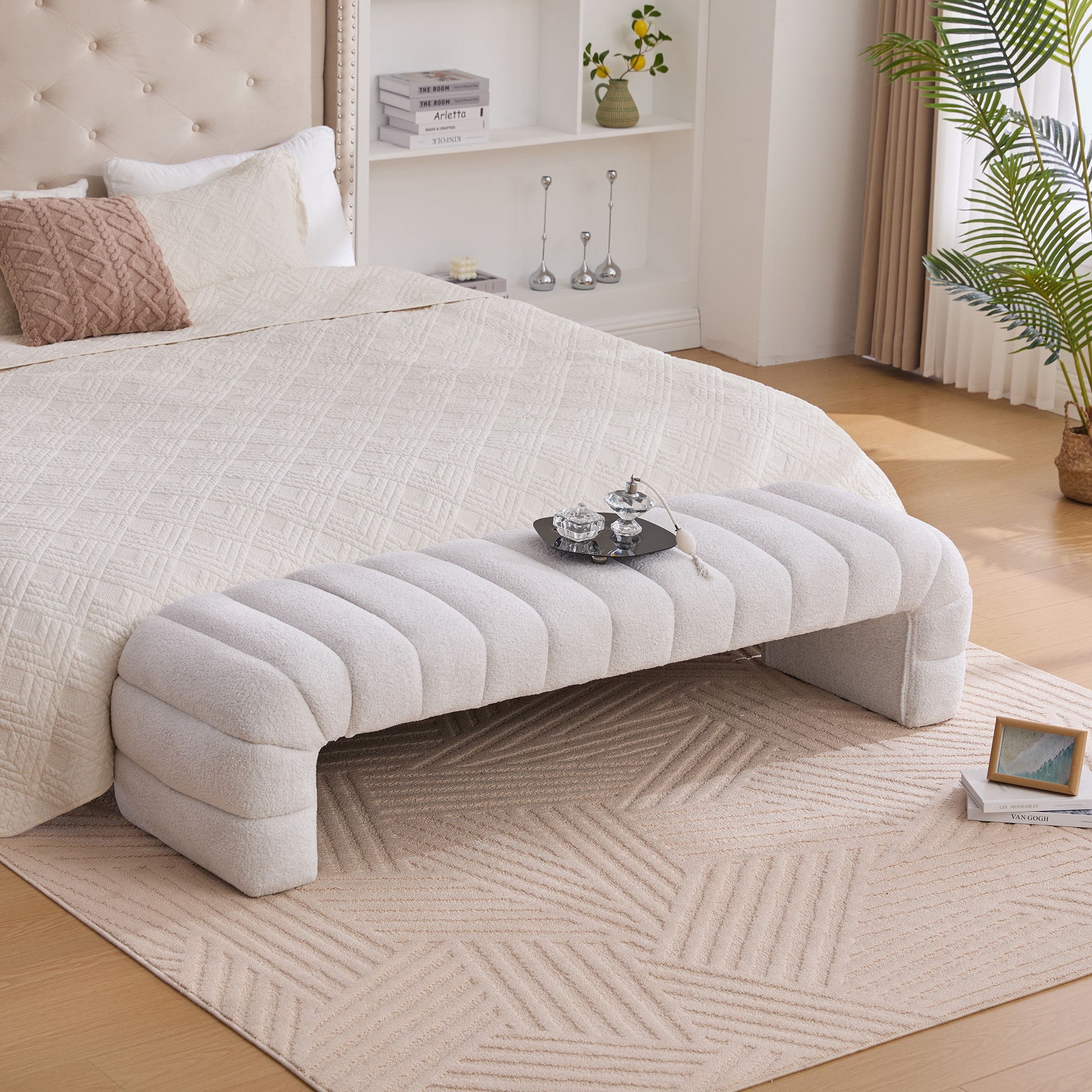 Modern Upholstered Armless Bed Bench With Channel Tufted Design - Snoozhouse
