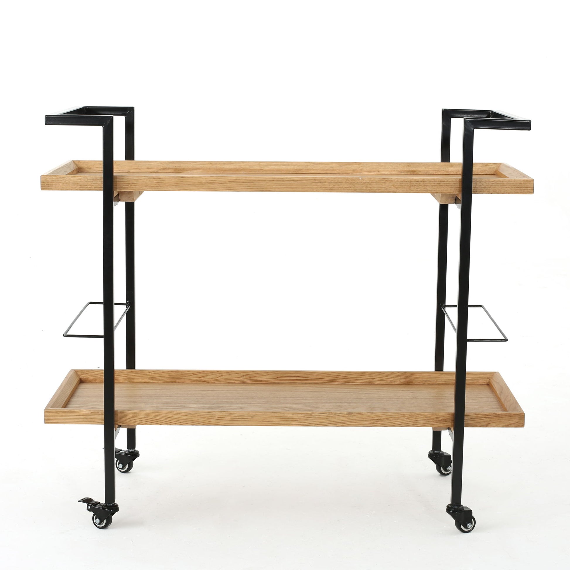 Modern Industrial Bar Cart With Shelving And Casters Noble House