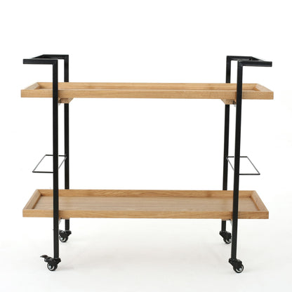 Modern Industrial Bar Cart With Shelving And Casters Noble House