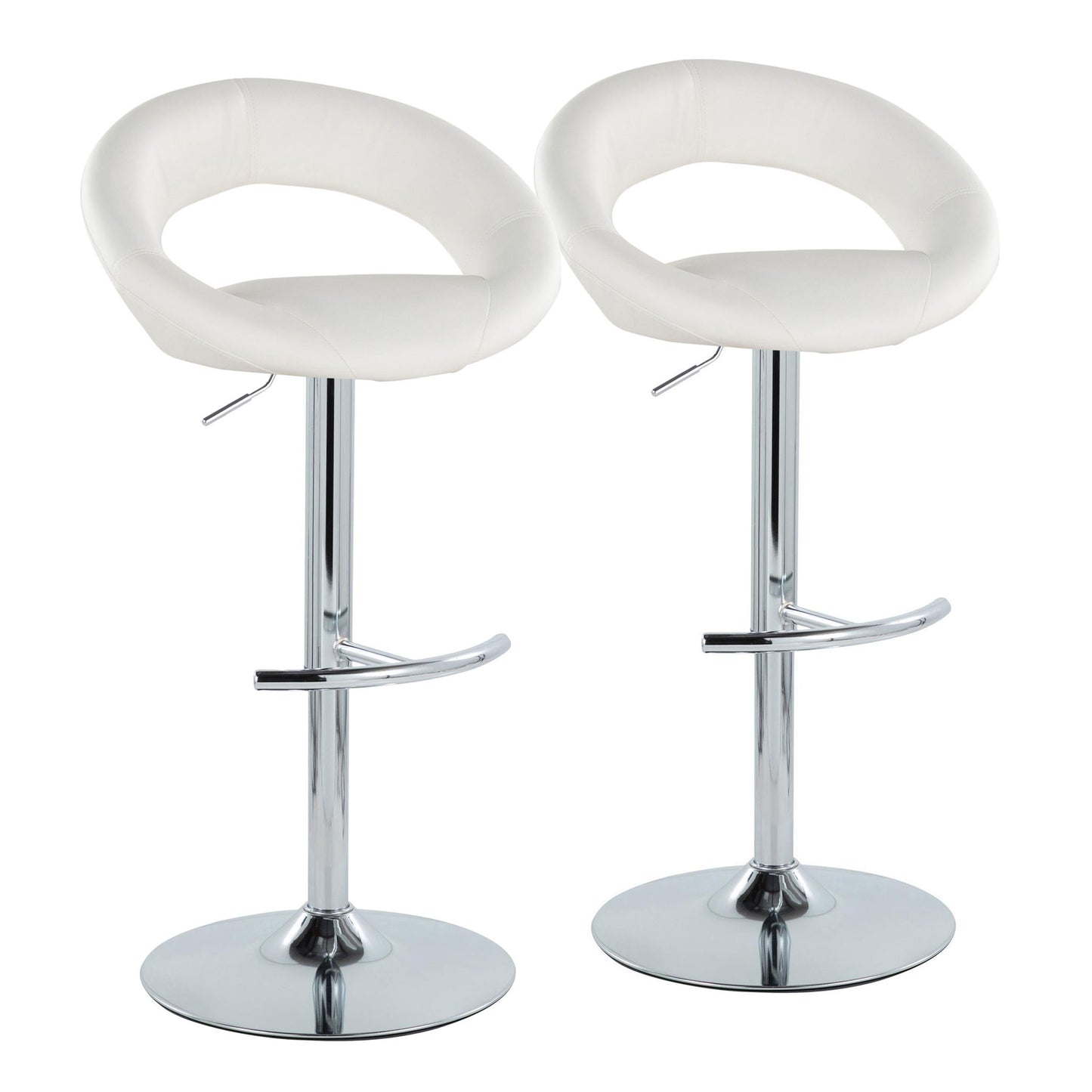 Posh - Contemporary Adjustable Barstool With Swivel With Rounded T Footrest (Set of 2) Lumi Source
