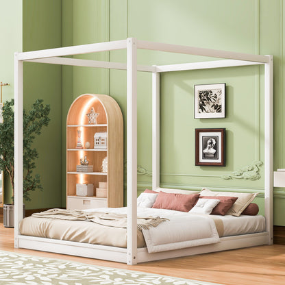 Wood Canopy Platform Bed With Support Legs And Airflow Slats Hearth and Haven