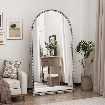 Arch Retro Full Length Mirror With Supporting Feet - Silver Home Essentials