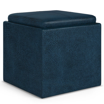 Rockwood - Upholstered Cube Storage Ottoman With Tray Simpli-Home