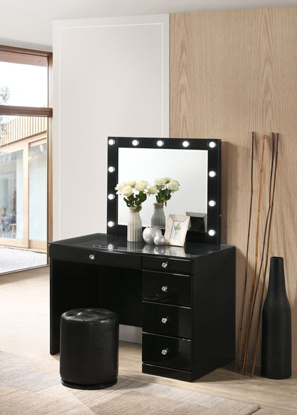 Morgan - Vanity Desk With Glass Top And Led Mirror