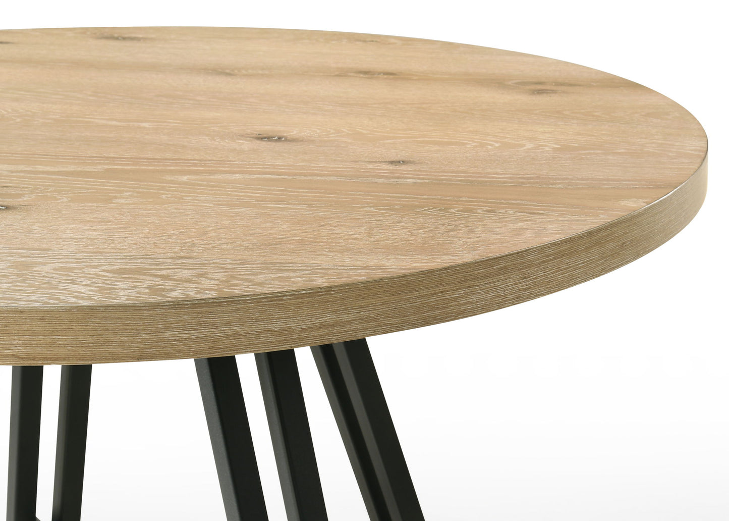 Tate - Round Dining Table With Metal Base - Oak Finish Lilola Home