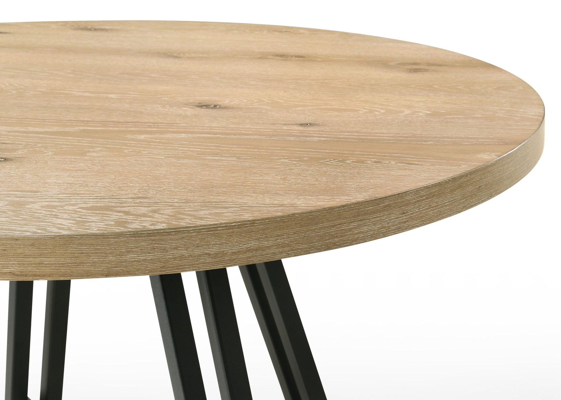 Tate - Round Dining Table With Metal Base - Oak Finish Lilola Home