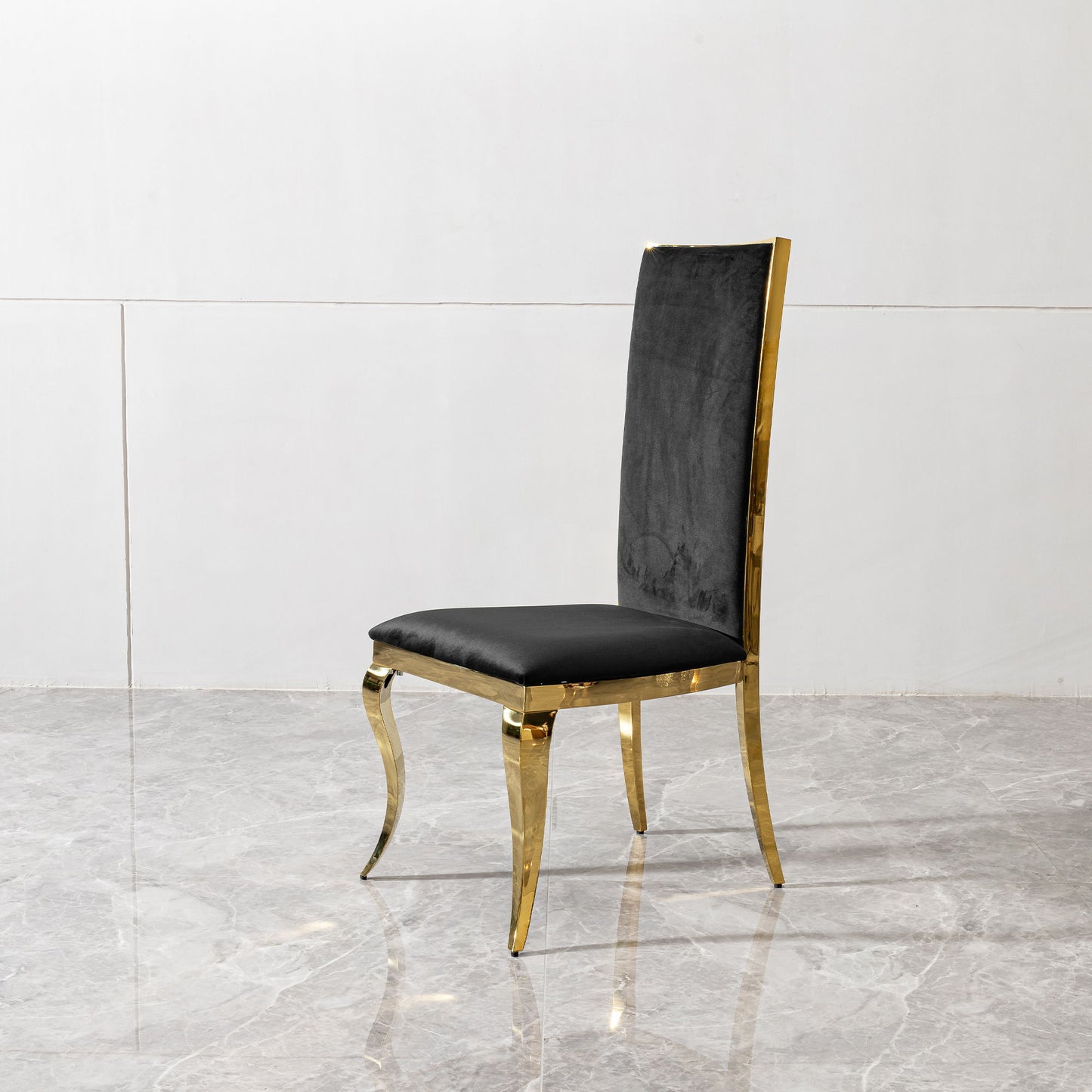 Dining Chair (Set of 2) With Unique Backrest Stainless Steel Legs - Gold Home Essentials