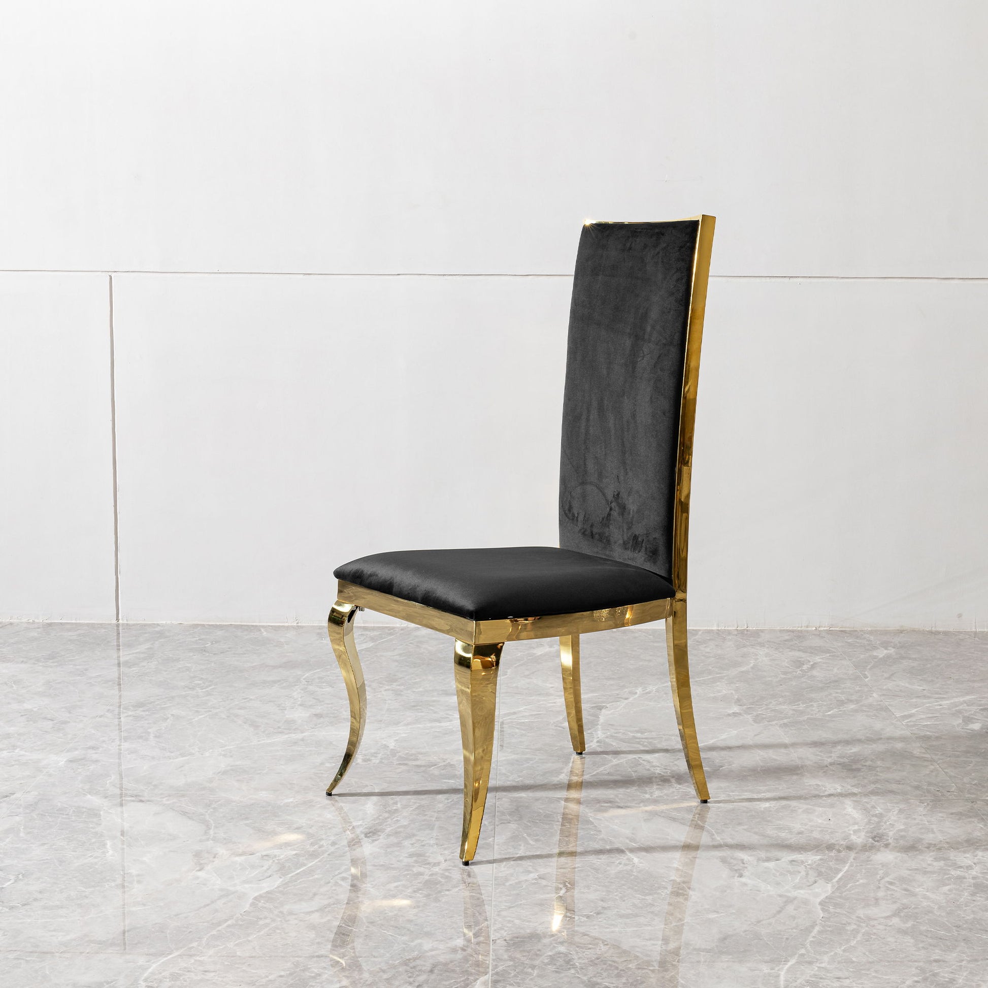 Dining Chair (Set of 2) With Unique Backrest Stainless Steel Legs - Gold Home Essentials