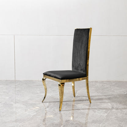 Dining Chair (Set of 2) With Unique Backrest Stainless Steel Legs - Gold Home Essentials