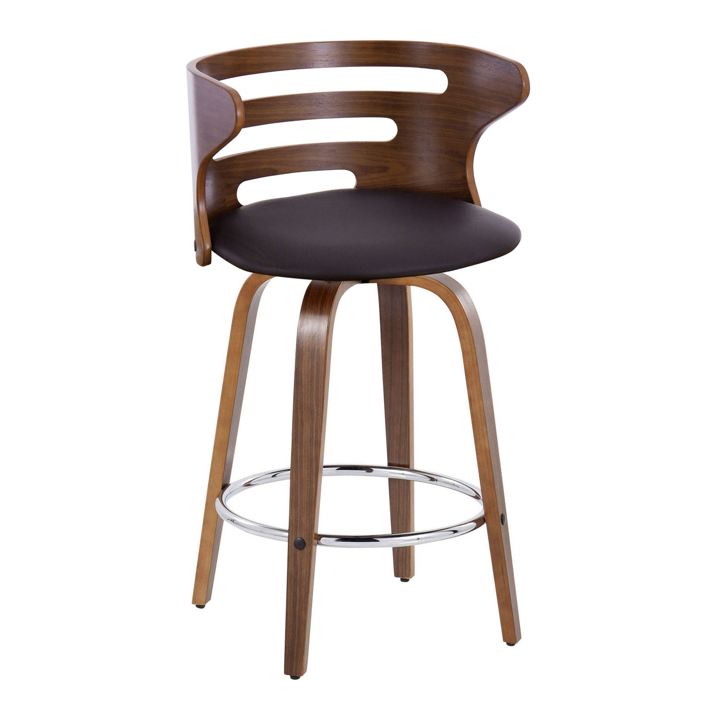 Cosini - Mid Century Modern Fixed Height Barstool With Swivel With Round Footrest (Set of 2) Lumi Source