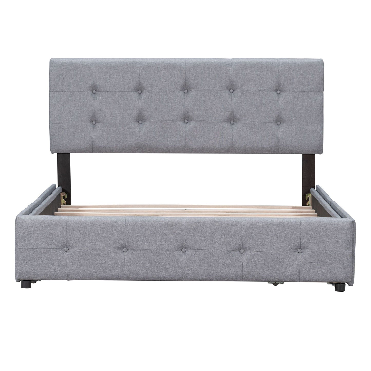 Upholstered Platform Bed With Classic Headboard And Drawers, No Box Spring Needed DreamHaus