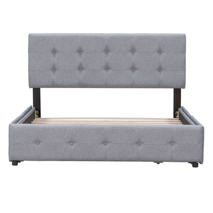 Upholstered Platform Bed With Classic Headboard And Drawers, No Box Spring Needed DreamHaus