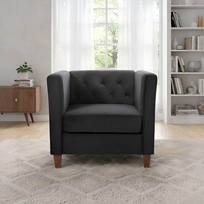 Button Tufted Accent Square Arm Upholstered Chair - Black US Pride