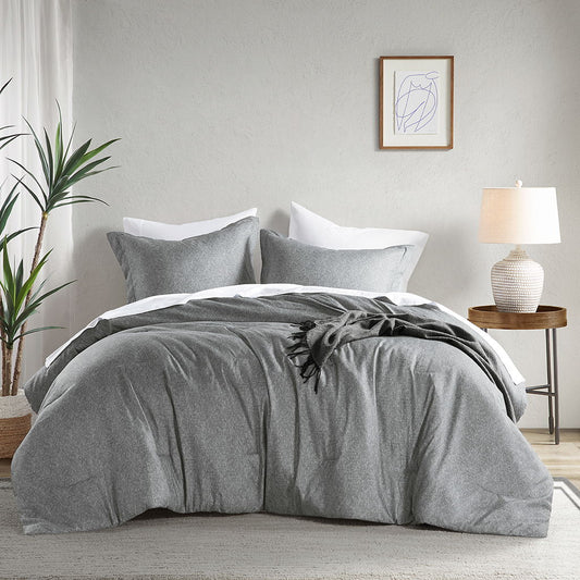 Camden - Twin/Twin Long Chambray Print Solid Comforter Set - Gray Super Listing