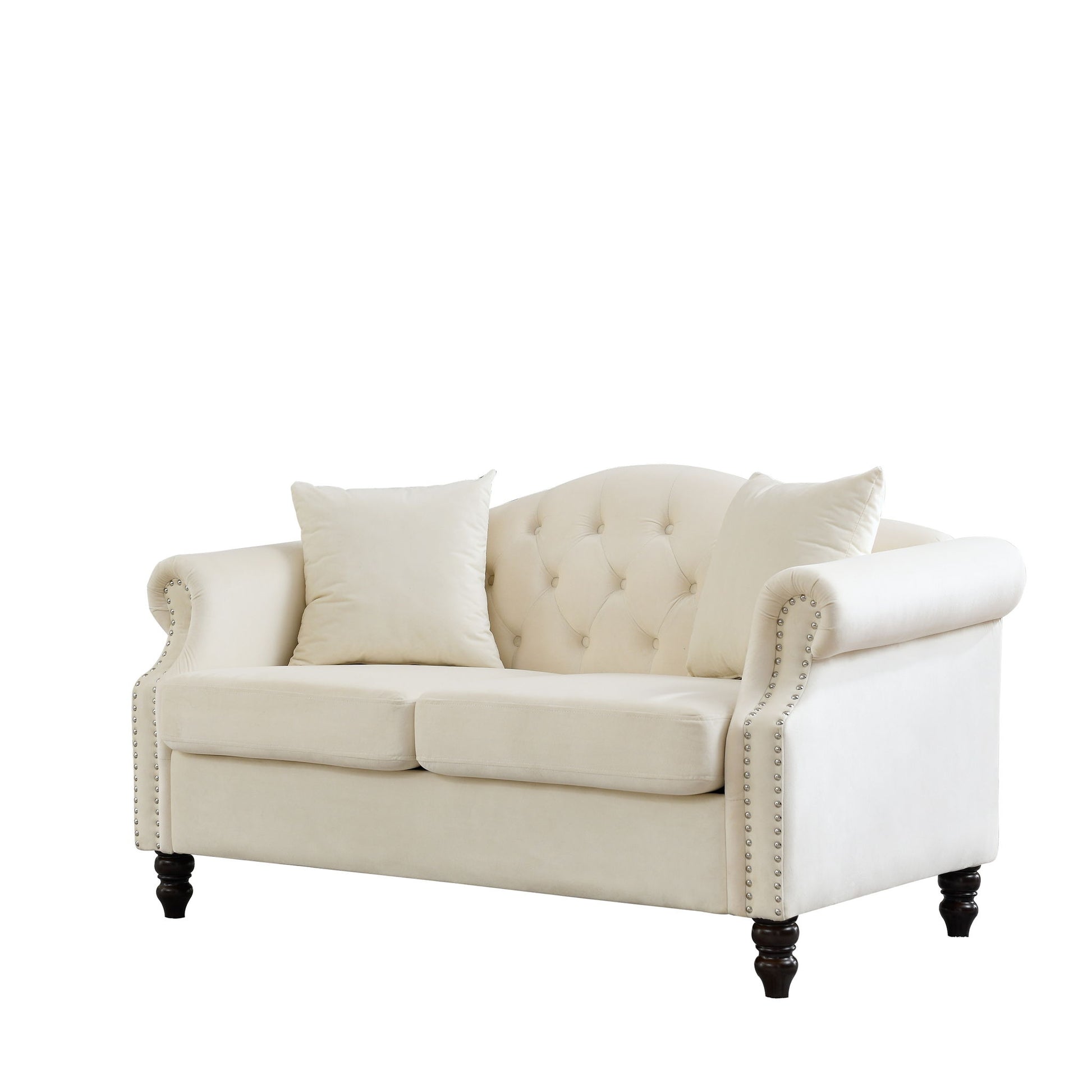 2 Seater Chesterfield Sofa With Rolled Arms And Nailhead Trim For Living Room Home Essentials