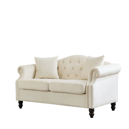2 Seater Chesterfield Sofa With Rolled Arms And Nailhead Trim For Living Room Home Essentials