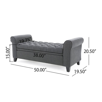 Hayes - Contemporary Armed Storage Bench With Rolled Arms And Button Tufting Noble House