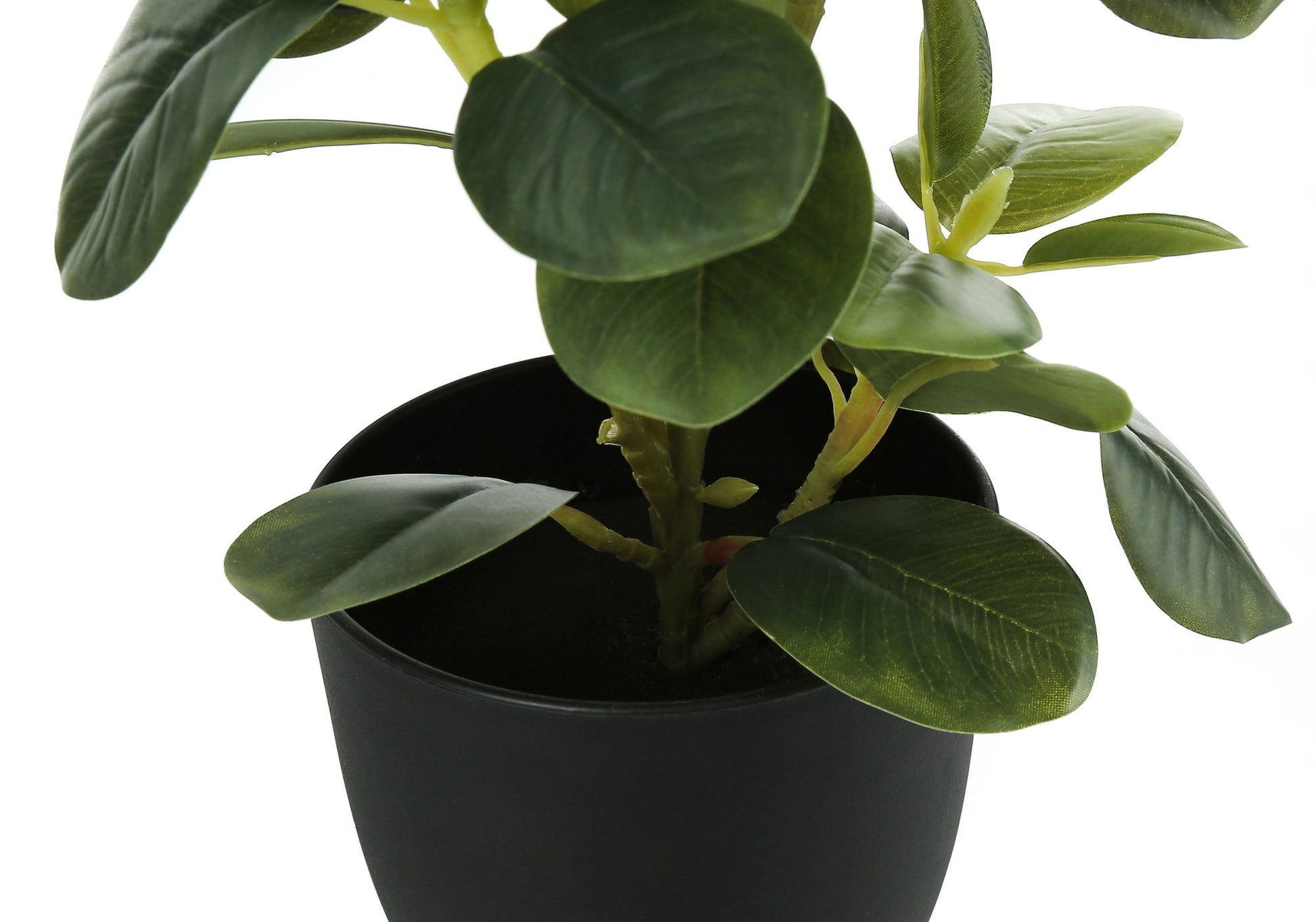 14" Tall, Artificial Plant, Ficus, Indoor, Faux, Fake, Table, Greenery, Potted, Decorative (Set of 2) - Green / Black 8th Street