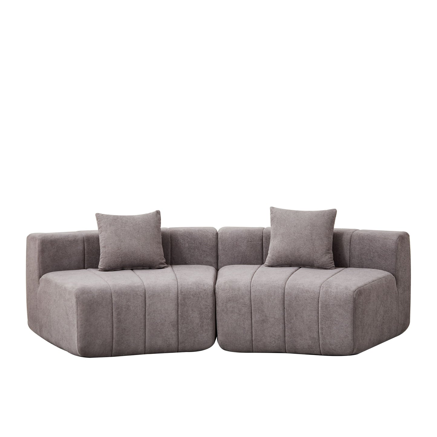 Curved Sectional Sofa With 2 Pillows For Living Room - Gray Home Essentials
