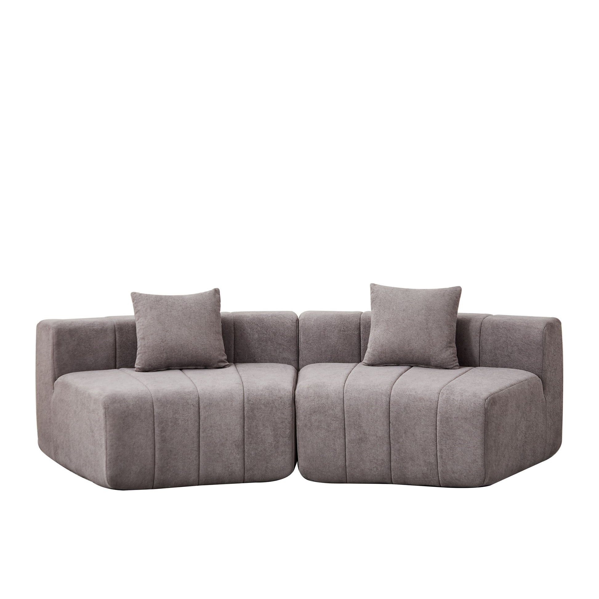 Curved Sectional Sofa With 2 Pillows For Living Room - Gray Home Essentials