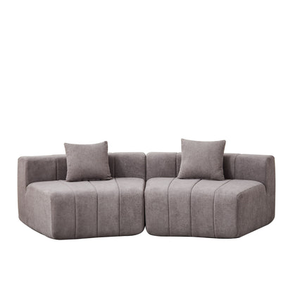 Curved Sectional Sofa With 2 Pillows For Living Room - Gray Home Essentials