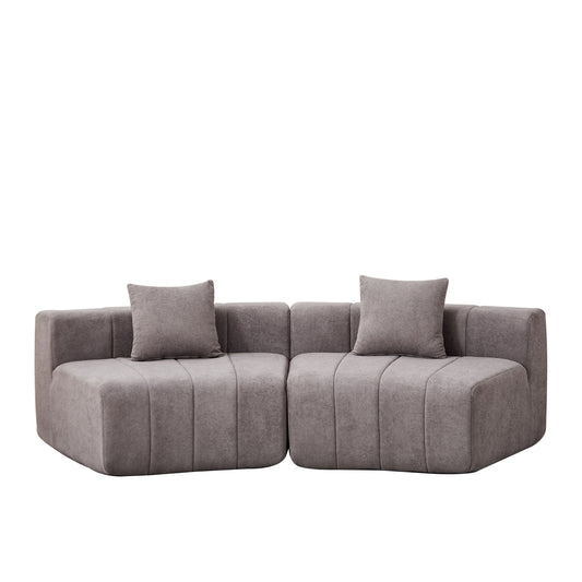 Curved Sectional Sofa With 2 Pillows For Living Room - Gray Home Essentials