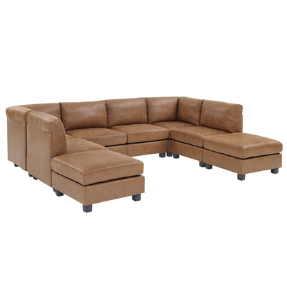 Modular Sectional, Customizable Layout, Removable Cushions - Brown Home Essentials