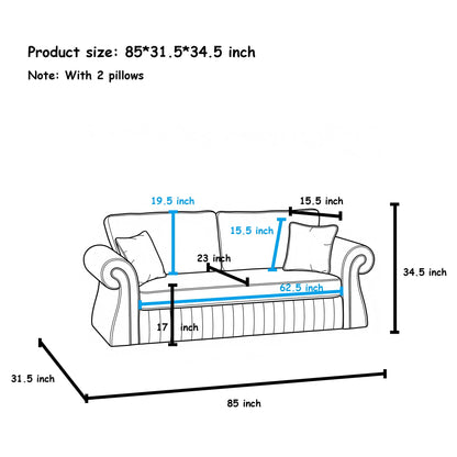 3 Seater Sofa With Pocket Coils And Foam Cushion, Removable Seat Home Essentials