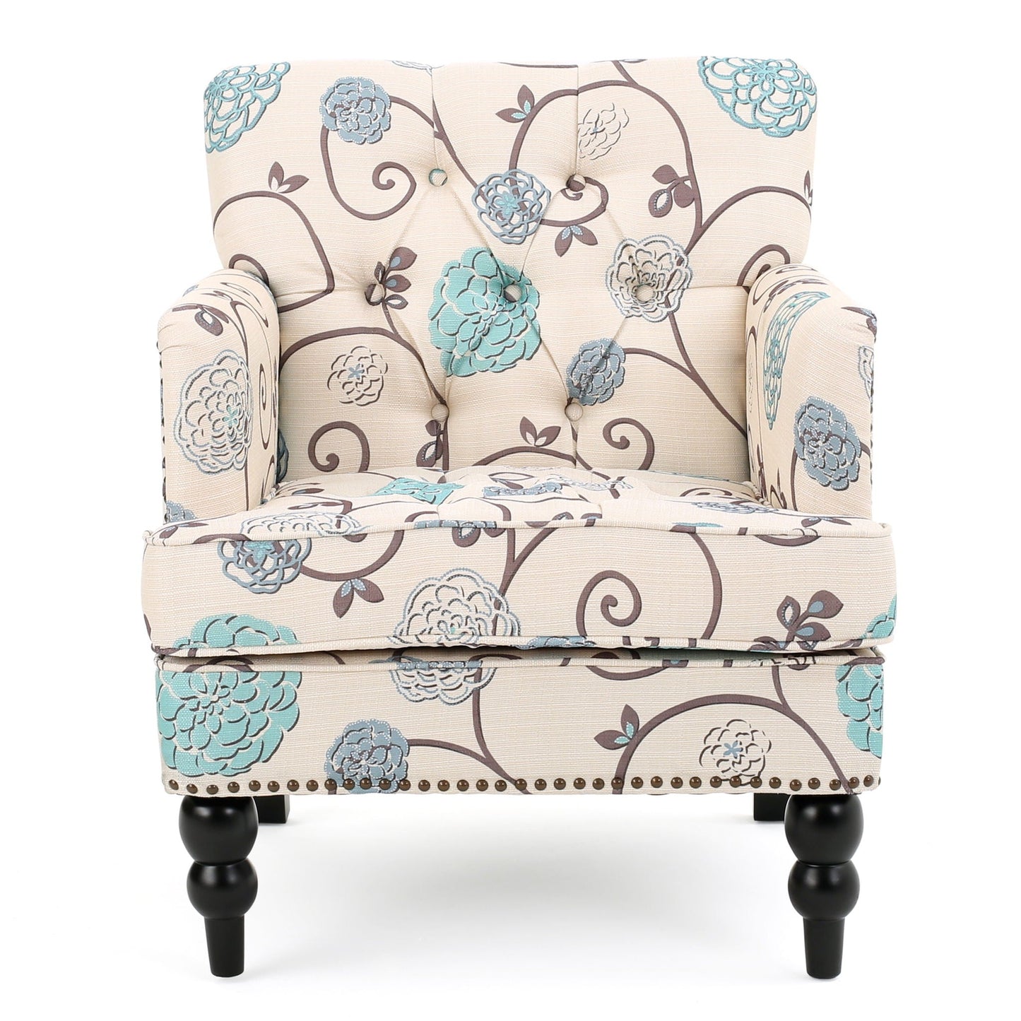 Vitality - Club Chair With Button Tufted Diamond Stitching And Turned Legs Noble House