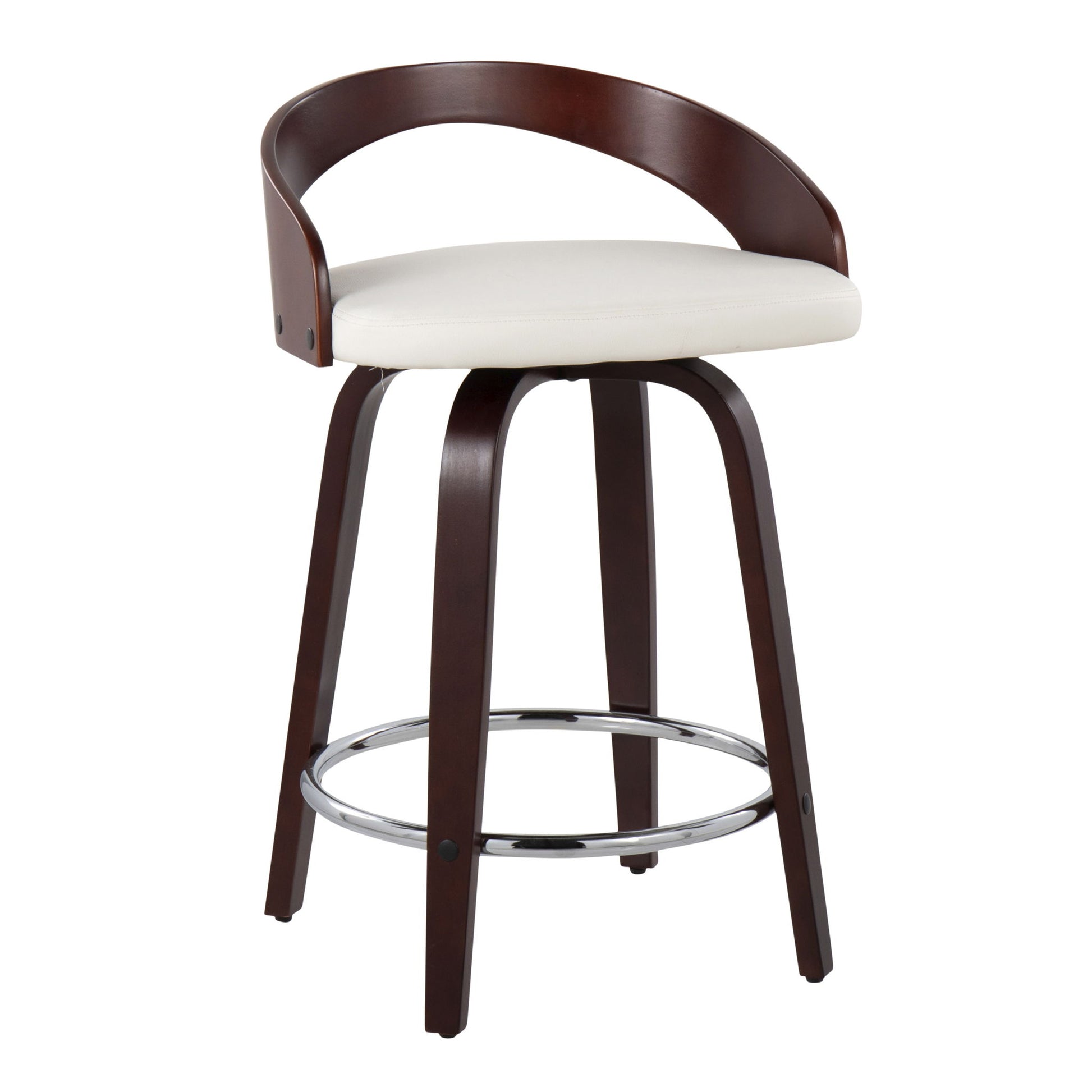 Grotto - Contemporary Fixed Height Counter Stool & Swivel With Round Footrest (Set of 2) Lumi Source