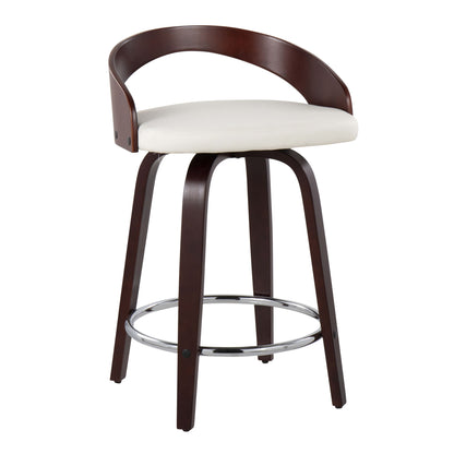 Grotto - Contemporary Fixed Height Counter Stool & Swivel With Round Footrest (Set of 2) Lumi Source