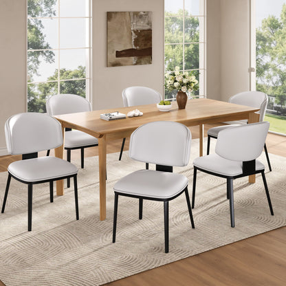 7 Pieces Contemporary Dining Set With Faux Leather Chairs Noble House
