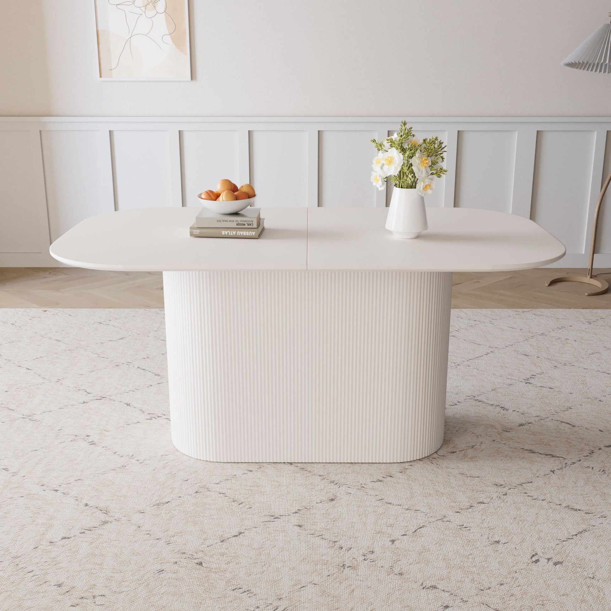 Modern Dining Table With Vertical Striped Legs Home Essentials