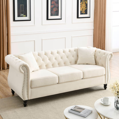 Chesterfield Sofa With Rolled Arms And Nailhead Trim Home Essentials