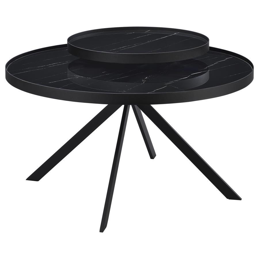 Briggs - Round Marble Printed Glass Top Coffee Table Coaster Fine Furniture