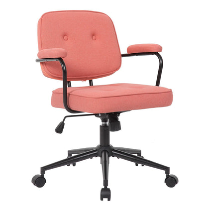 Office Swivel Desk Chair With Curved Armrest, Soft Upholstered Task Chair - Pink Home Essentials