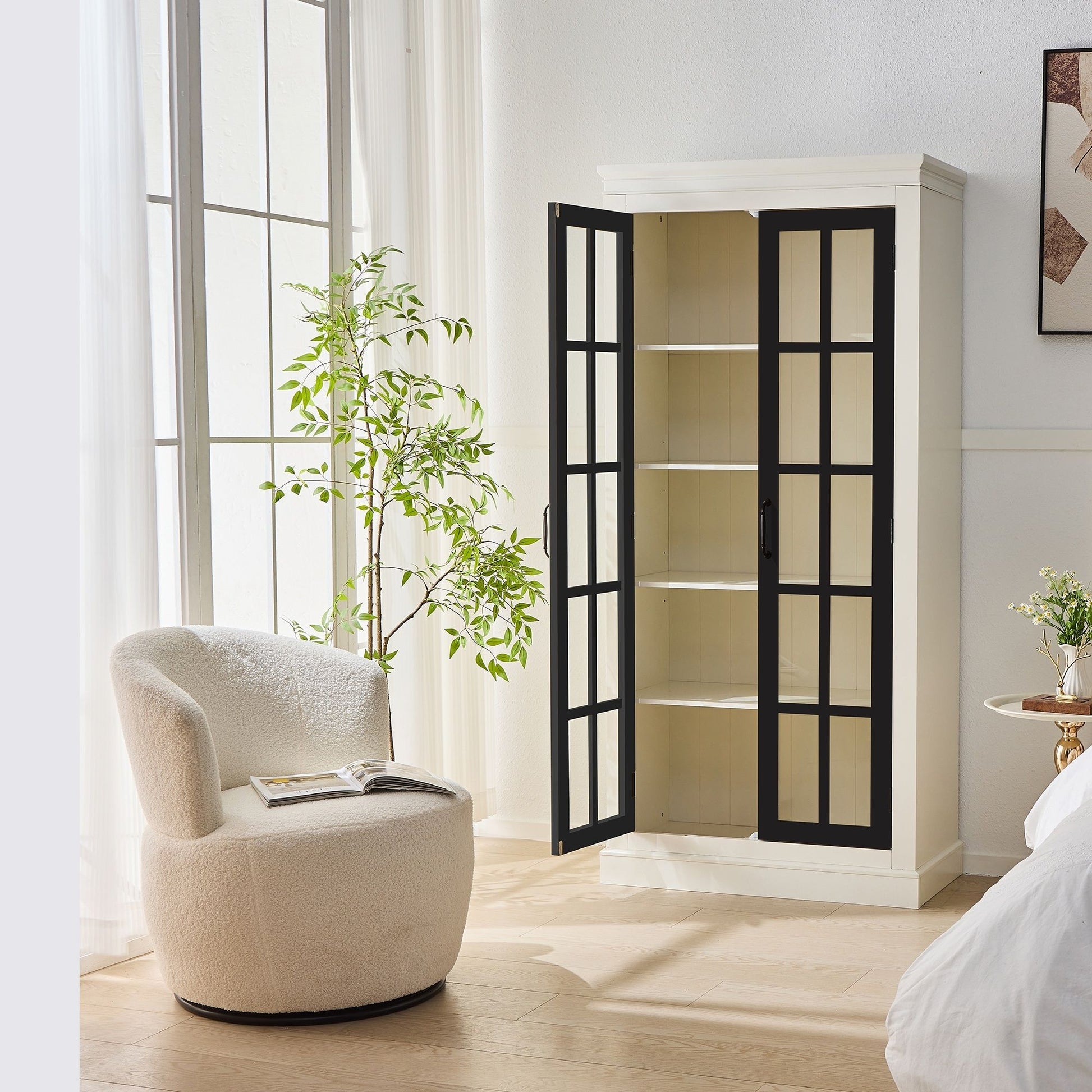 Rustic Style Display Cabinet With Glass Doors For Collectibles Hearth and Haven