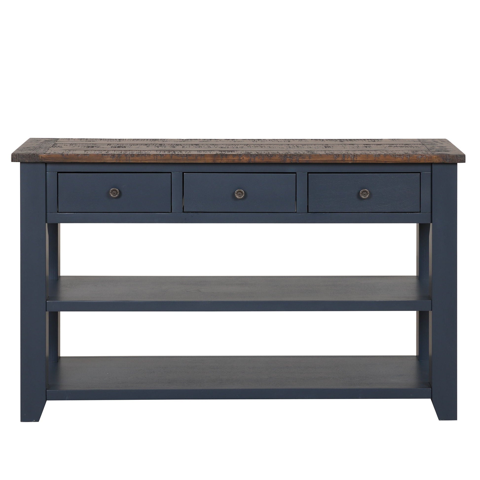 49'' Rectangular Solid 3 Drawer 2 Shelf Console Table - Blue Home Essentials