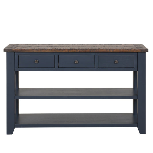 49'' Rectangular Solid 3 Drawer 2 Shelf Console Table - Blue Home Essentials