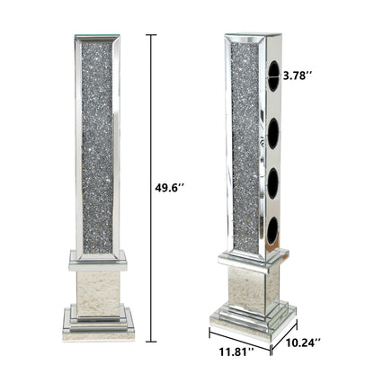 Crushed Diamond Floating Mirrored Wine Bottle Holder - Silver Home Essentials