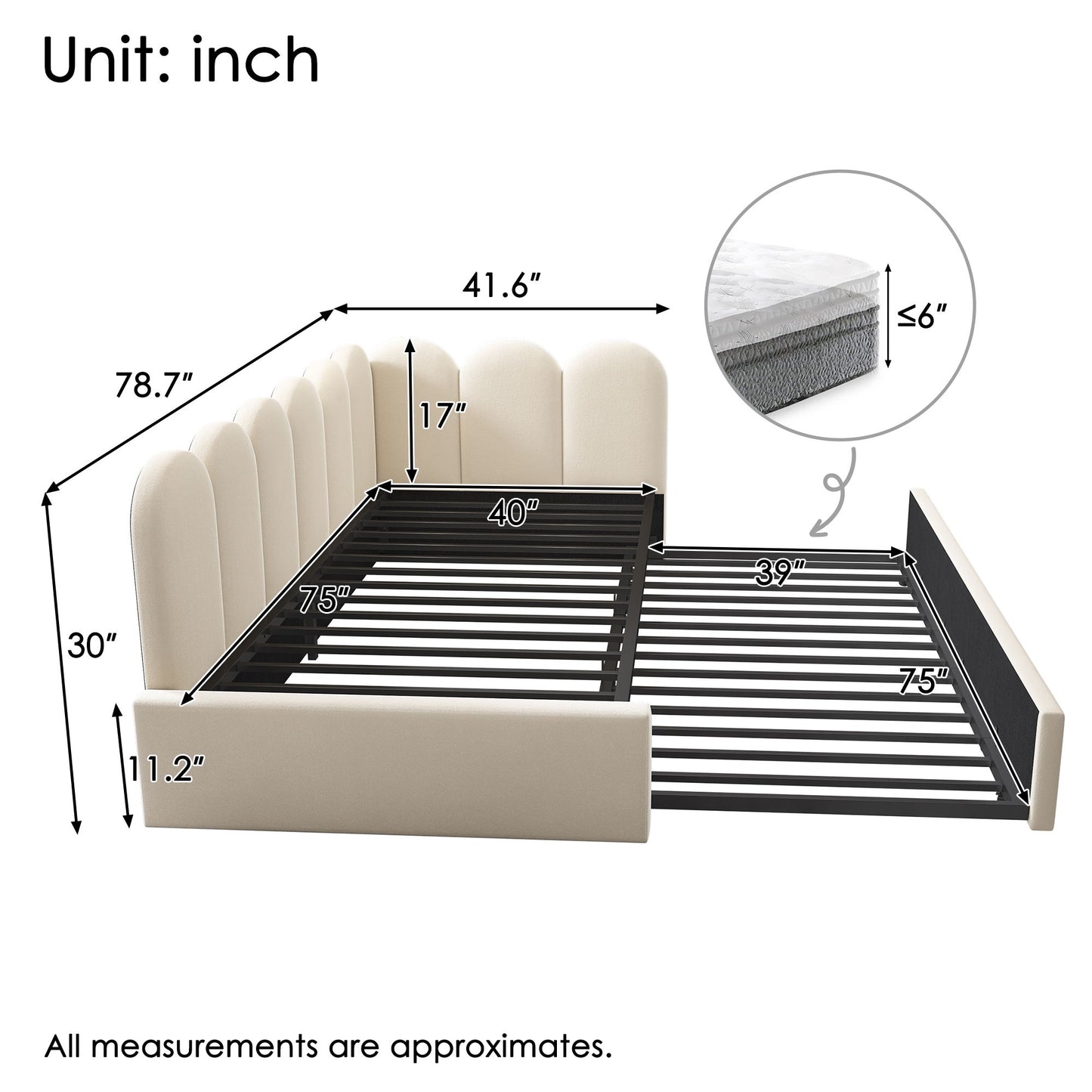 Upholstered Daybed With Metal Slatted Base Artistry At Home