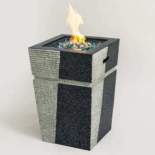 20" Propane Gas Fire Pit Table, 50000 Btu Square Concrete Fire Pit For Outside Patio Deck Garden Backyard - Light Gray Blue Home Essentials