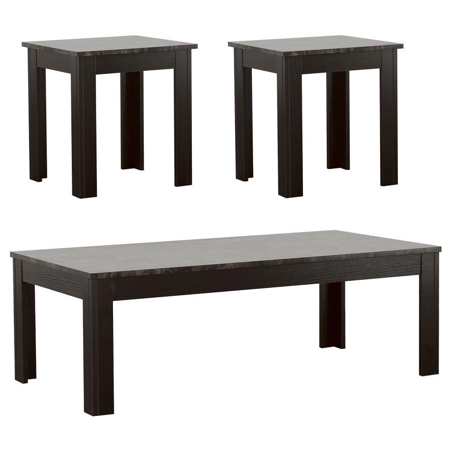 Rhodes - 3 Piece Faux Marble Top Coffee Table Set - Gray