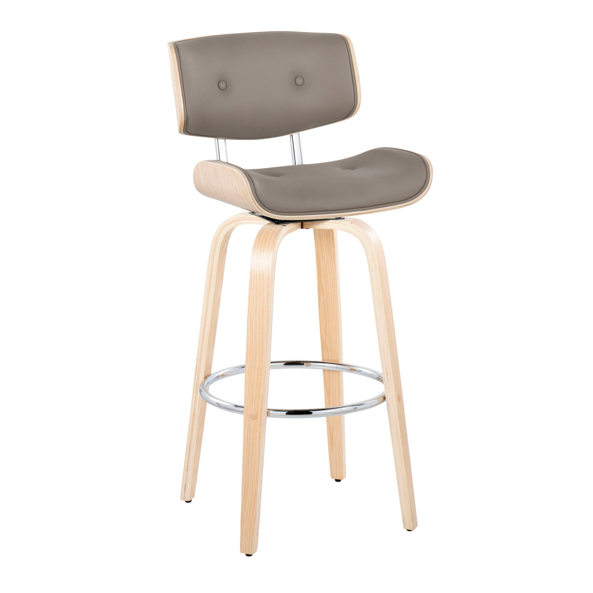 Lombardi - Mid Century Modern Fixed Height Barstool With Swivel With Round Footrest (Set of 2) Lumi Source