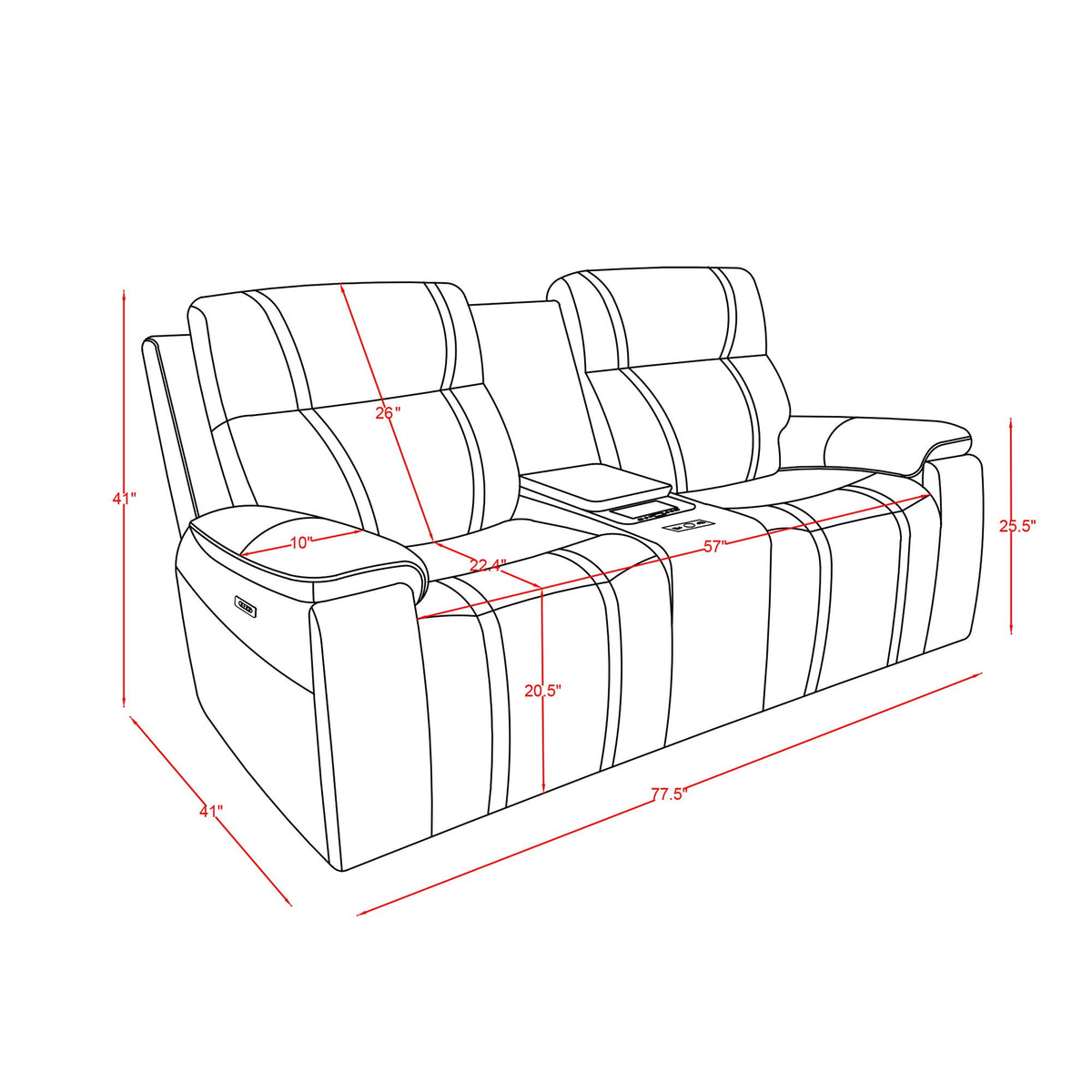 Gary - Power Reclining Loveseat With Cooler In Center Console - Black Global Furniture USA