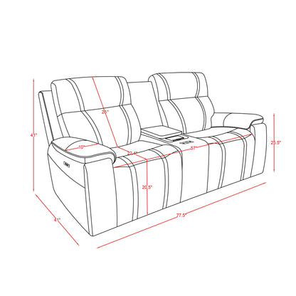 Gary - Power Reclining Loveseat With Cooler In Center Console - Black Global Furniture USA
