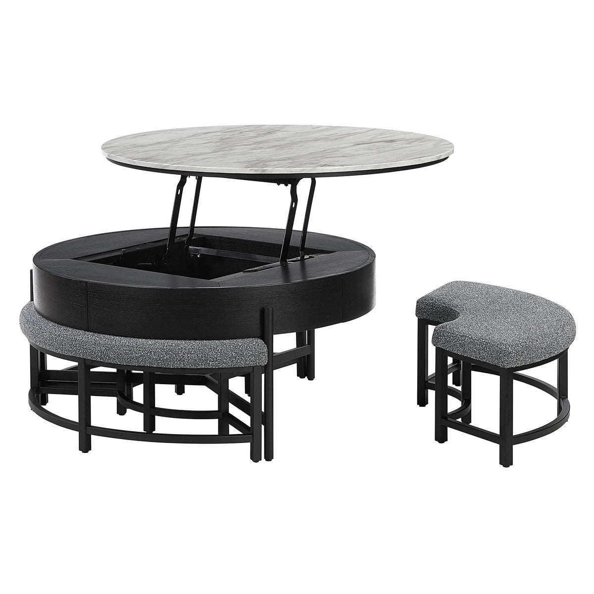 Rounded Storage Coffee Table With 3 Stools Global Furniture USA