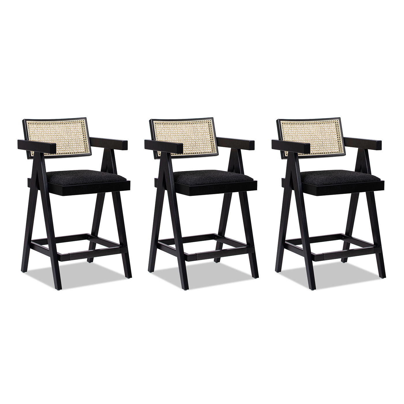 Milan - Modern Webbing Back Stool With Arms (Set of 3) Jennifer Taylor Home